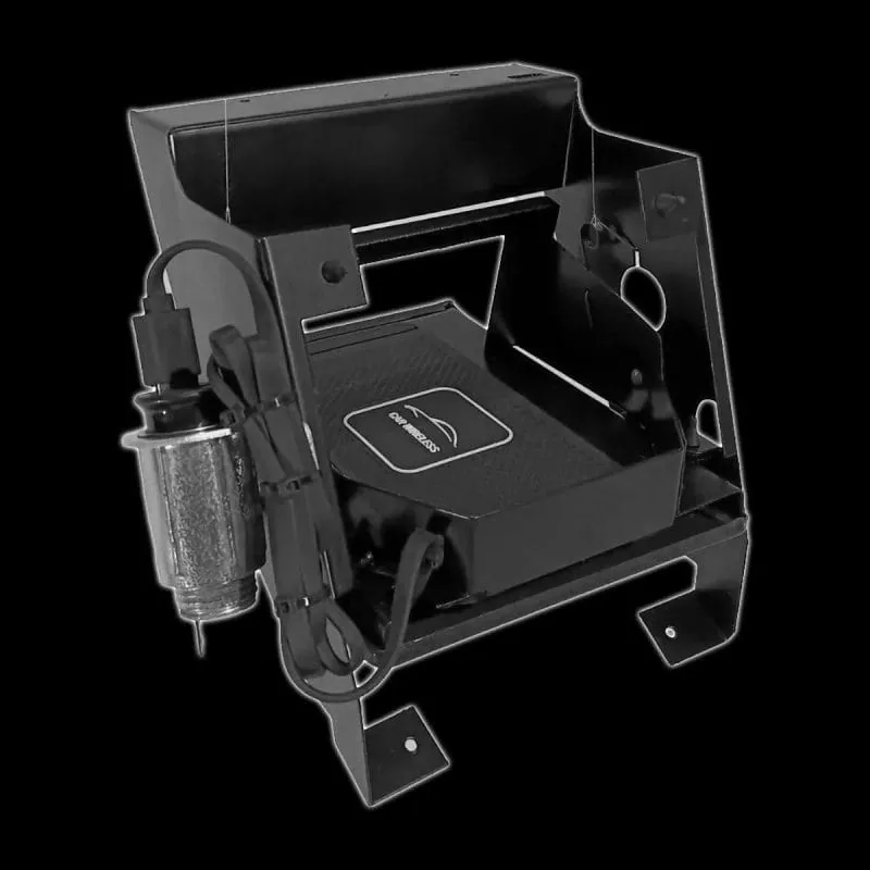 Wireless ash tray phone charger for 73-87 GMC Chevy truck, underside with wiring