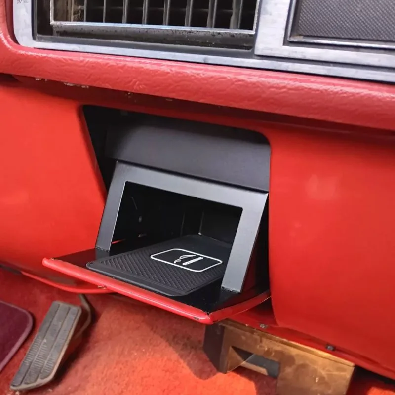 Wireless ash tray phone charger shown installed in a 73-87 GMC Chevy truck