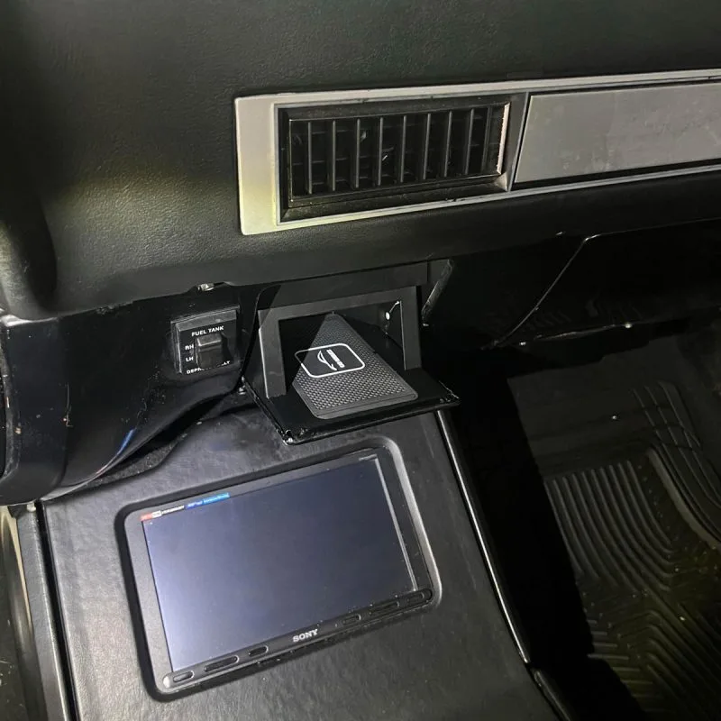 Ash tray wireless charger for 73-87 GMC Chevy truck with phone in place