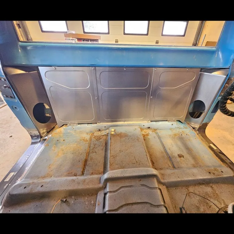 Behind the seat panels shown installed on the truck, alternate angle