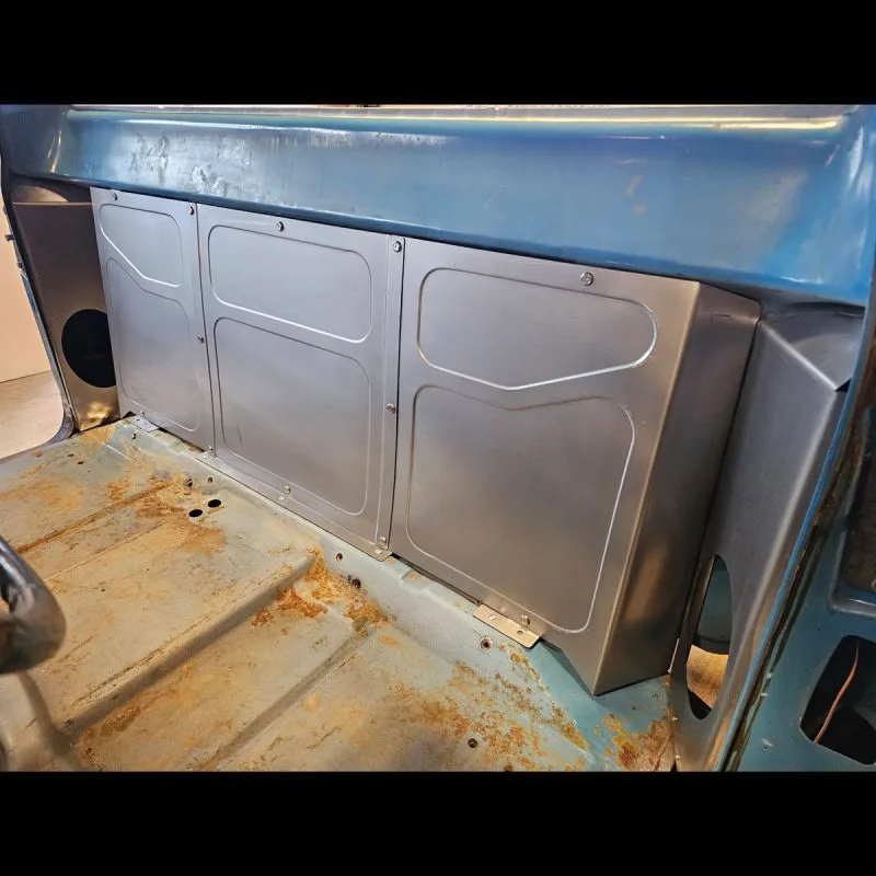 Bead rolled behind the seat panels installed in a 67-72 Chevy truck cab