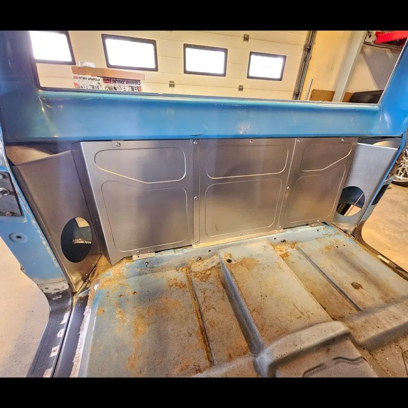 Bead rolled behind the seat panel shown installed, driver side