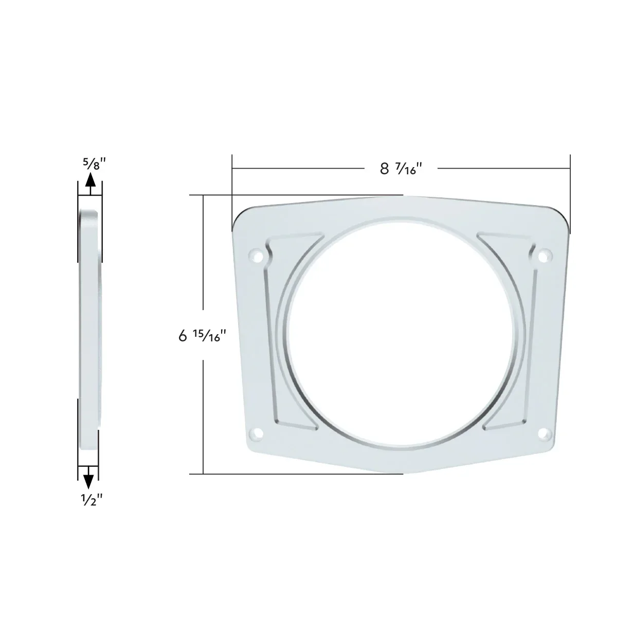 Instrument gauge bezel for 1966-1977 Ford Bronco with dimensions