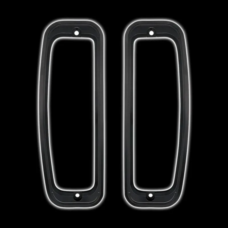 Black anodized tail light bezels for 1966-77 Bronco, alternate angle