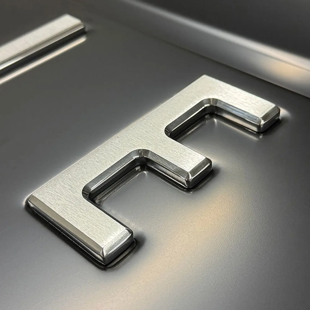 Billet tailgate lettering for 67-72 GMC Chevy C10 truck, close-up