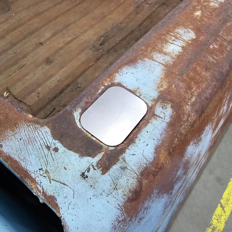 Stake pocket delete installed on 67-72 Ford truck bed, second view