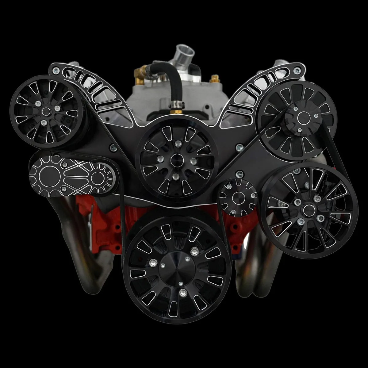 Reaper small block serpentine kit in black diamond finish