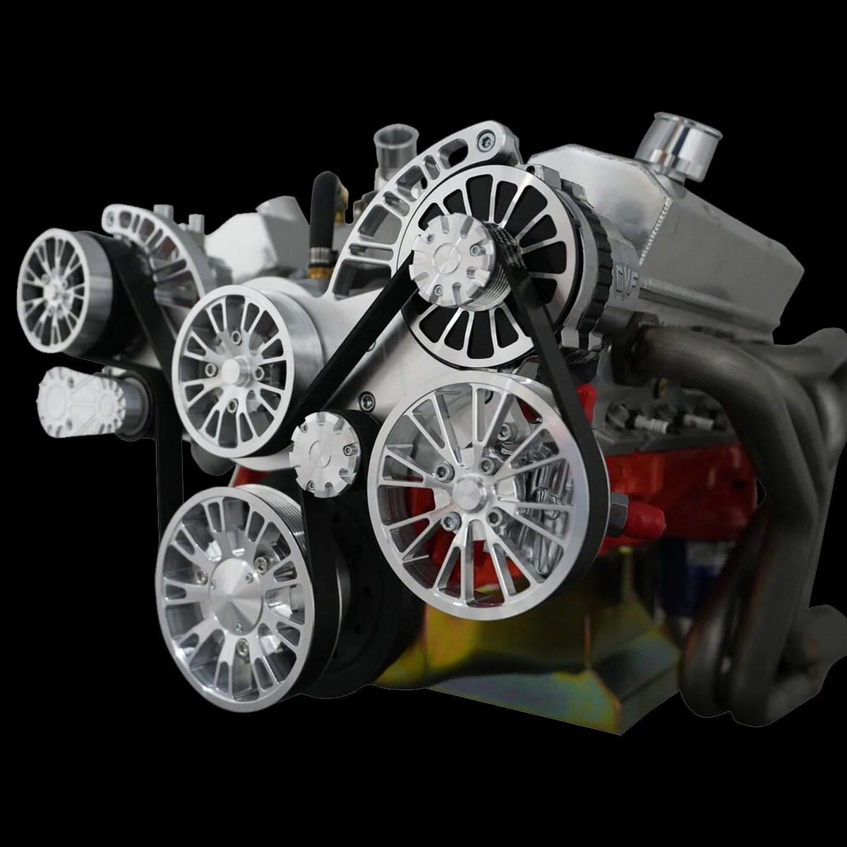 Reaper mid mount serpentine system for small block GMC and Chevy trucks