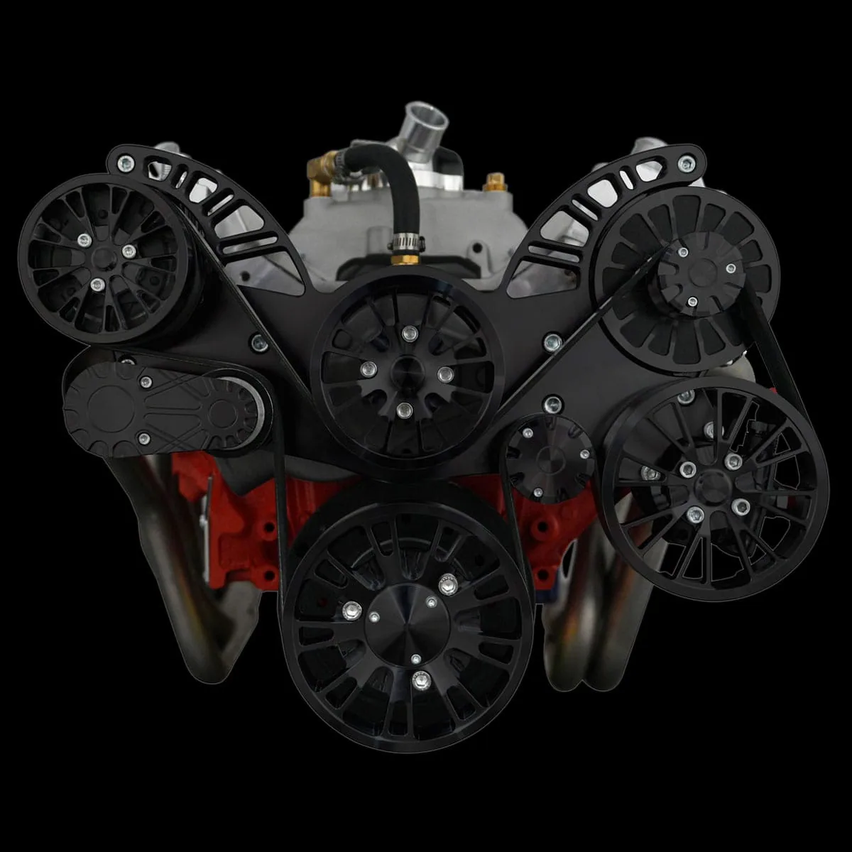 Reaper small block serpentine kit in stealth black finish