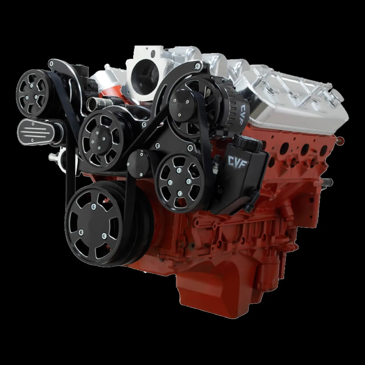 Wraptor LS swap serpentine system in black diamond finish