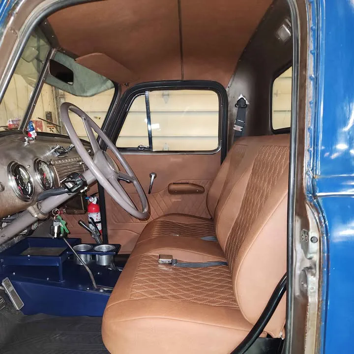 Vinyl interior kit installed in a 3100 GM truck, seat and door detail