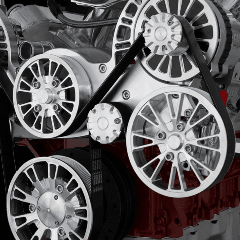 Billet serpentine pulley kit on an LS swap