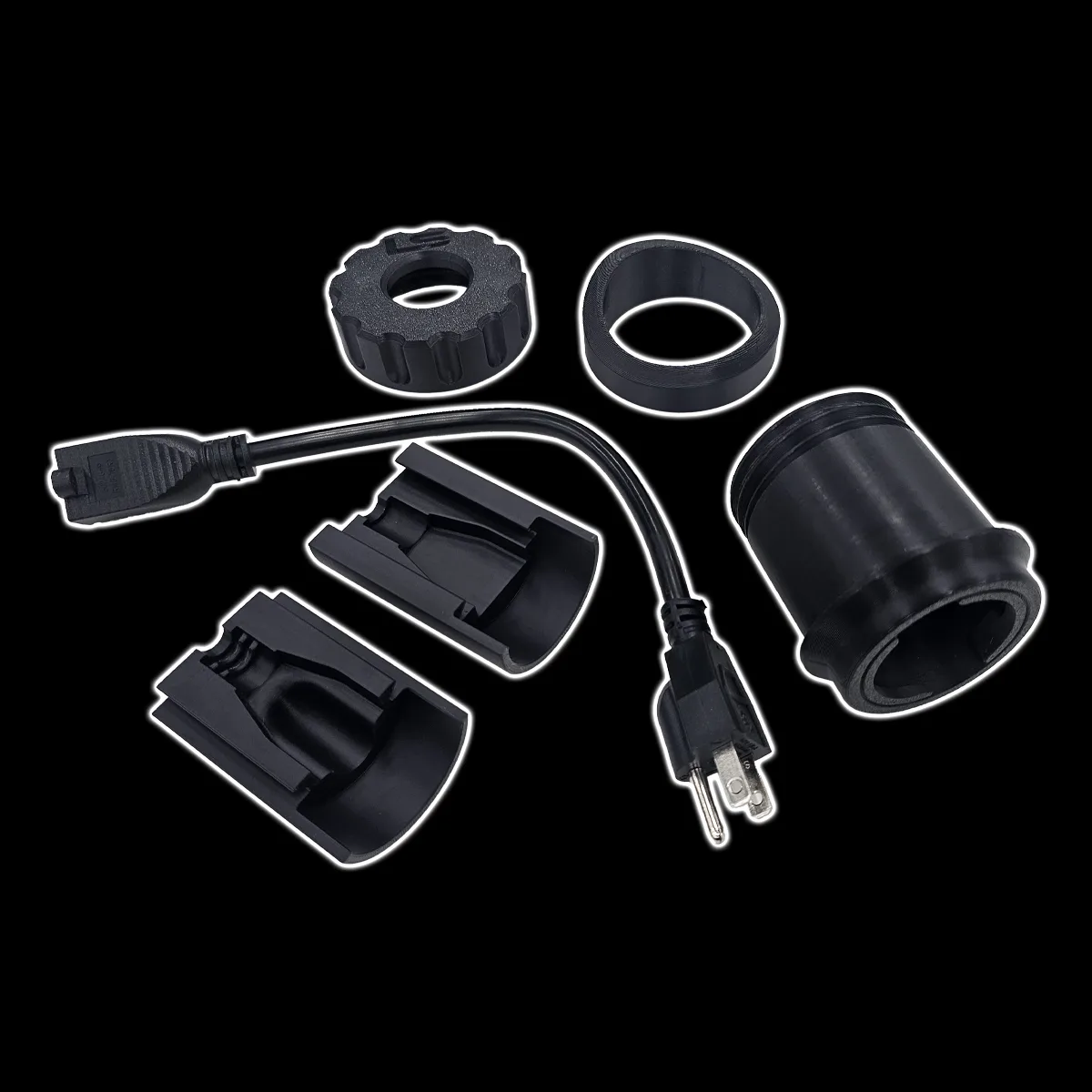 Charge port kit components supplied with the classic truck fuel filler