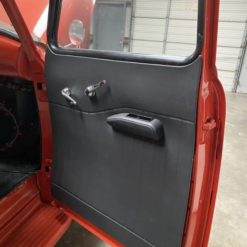 Finished upholstered interior in a 1947-1955 Chevy GMC truck, alternate angle