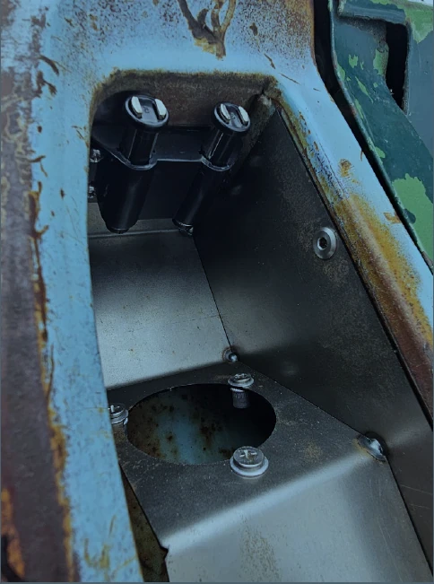 Inside view of filler bucket and top area