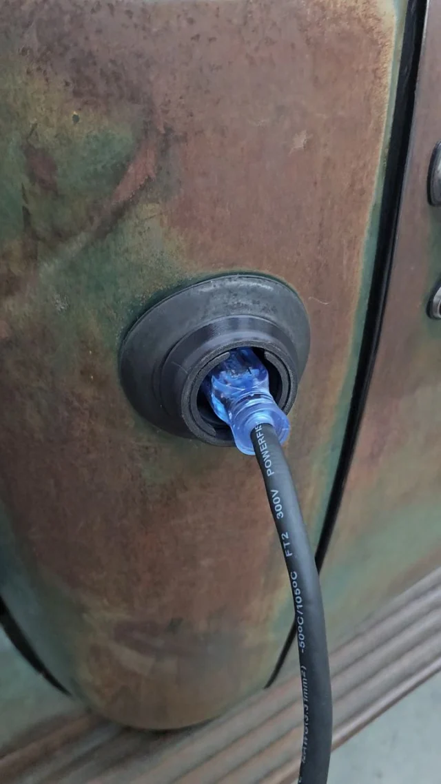 When we turned classic trucks to electric..
Our fuel filler charging ports can now come with a 110v plug! Real ones know. #ClassicTruck #fuelfillercharger #Triggered #okboomer