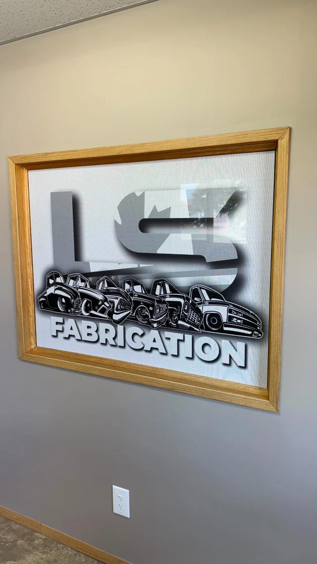 The showroom is finally starting to feel like ours with a full interior color change and a slick new perforated window graphic up front.We’re just getting started… stay tuned as we gear up for our June 20th car show & open house 🔥#LSFabrication #ShopBuild #CarShowSeason #ClassicTrucks #AutoRestoration BehindTheBuild